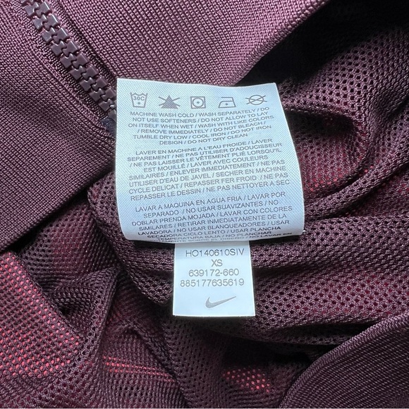 Nike Full Zip High Neck Hooded Windbreaker Jacket Red Womens XS - Picture 8 of 8